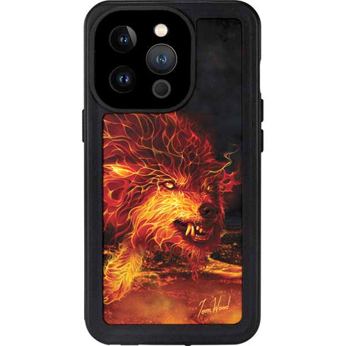 Fire Stalker Wolf by Tom Wood iPhone 15 Pro Waterproof Case
